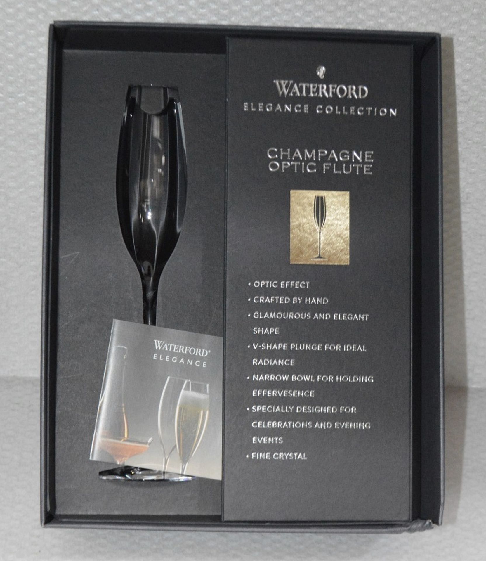 Set of 2 x WATERFORD CRYSTAL 'Elegance Optic' Champagne Flutes (300ml) - Height: 28cm - Unused Boxed - Image 5 of 8