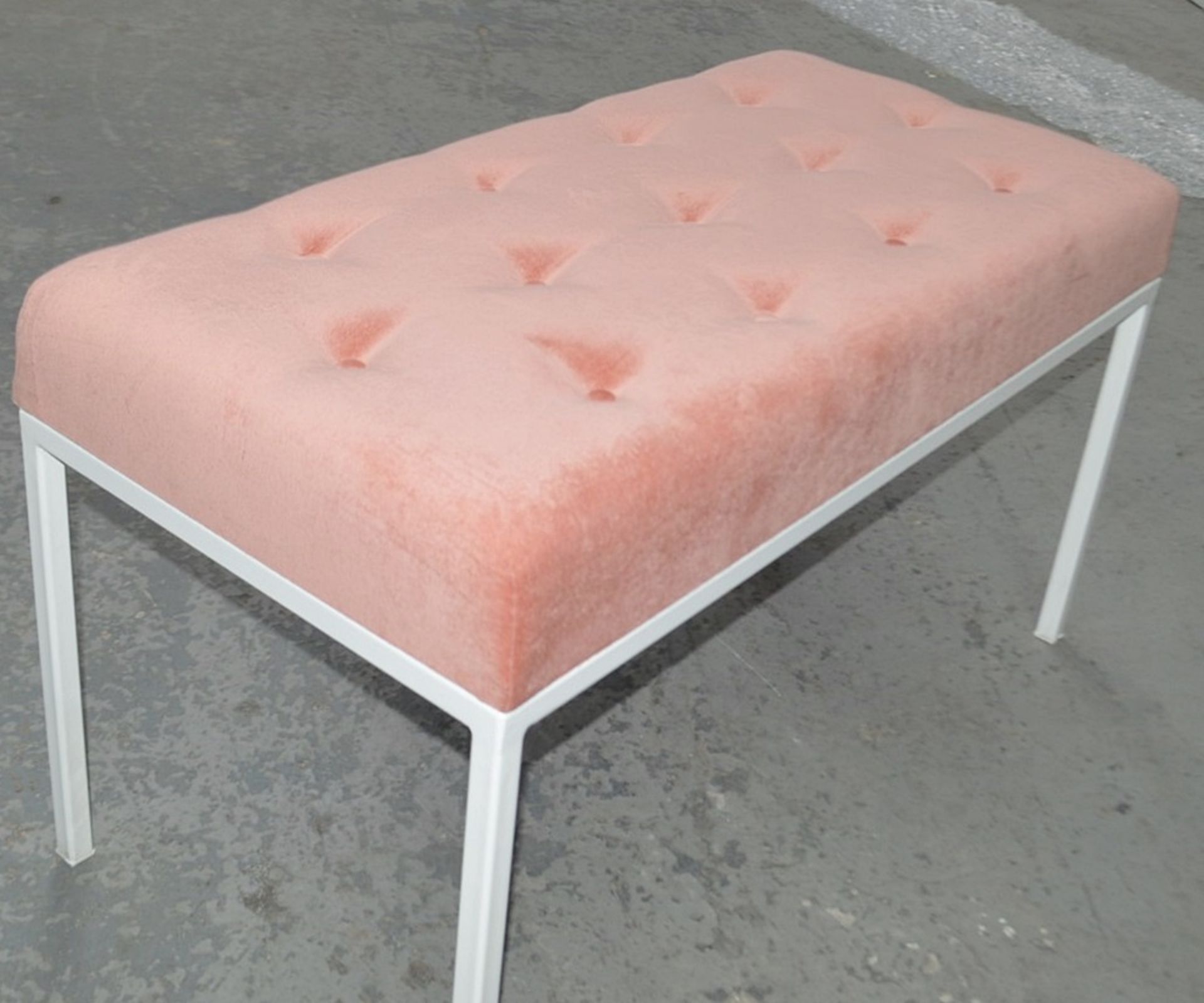 4 x Designer DW Pink Velvet Upholstered Benches - Previously Used For London Fashion Week - - Image 3 of 3