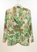 1 x Boutique Le Duc White/Green Floral Jacket - Size: 14 - Material: 100% Silk - From a High End