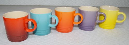5 x LE CREUSET Rainbow Espresso Mugs  - Dimensions: H6.5cm x W6cm x D8.5cm - Unused Boxed Stock -