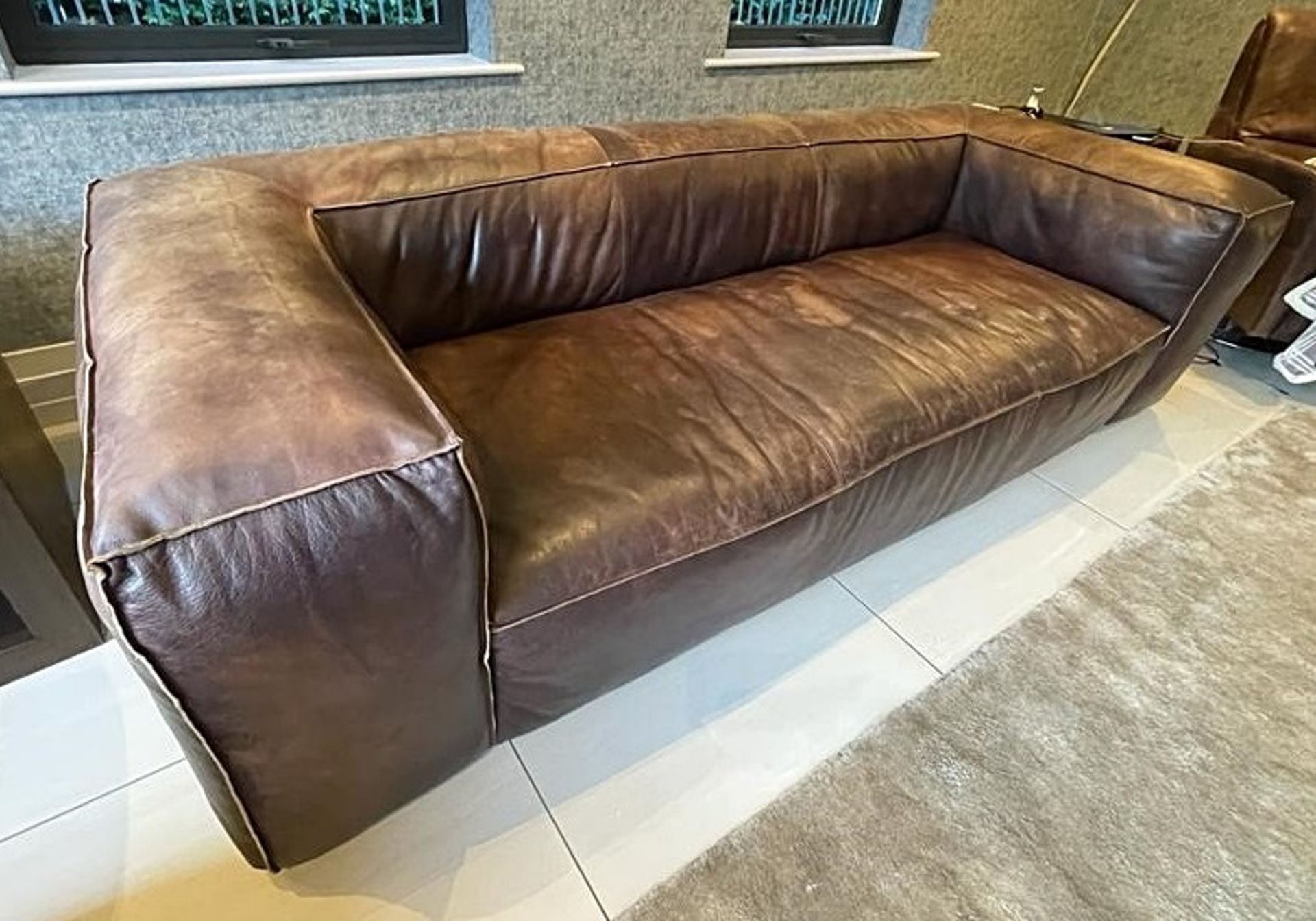 **JUST ADDED** 1 x TIMOTHY OULTON Brown Leather Sofa - No Reserve - NO VAT ON THE HAMMER - Image 3 of 9