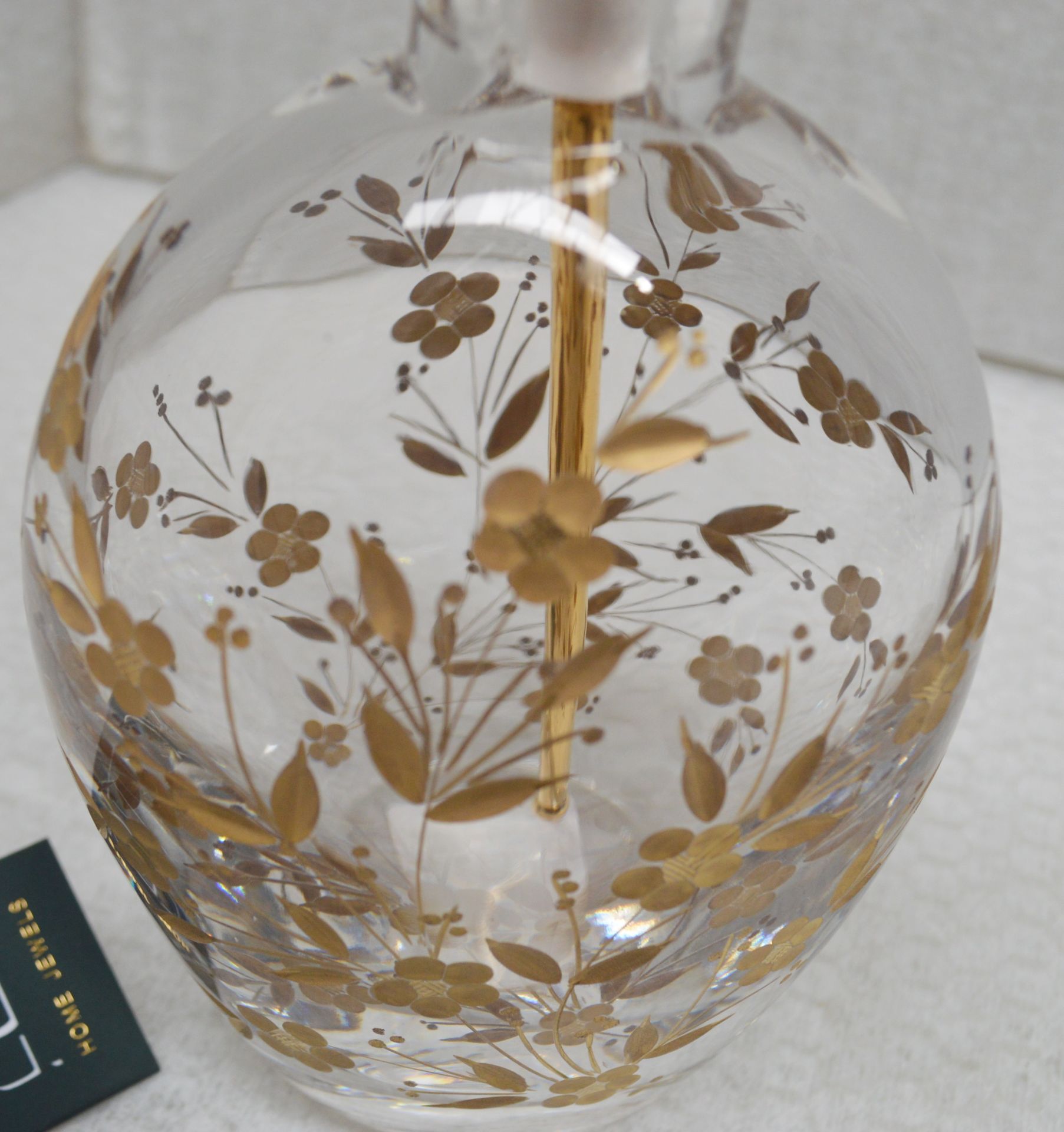 1 x BALDI 'Home Jewels' Italian Hand-crafted Artisan Oval Bottle In Clear Crystal - Gilt Spring - Image 3 of 8