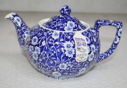 1 x BURLEIGH Small Handcrafted 'Blue Calico' Teapot - Made in the UK - Capacity: 400ml - Boxed Stock