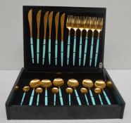 1 x CUTIPOL 24-Piece Luxury Cutlery Set In Turquoise & Gold - Original RRP £279.00