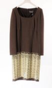 1 x Anne Belin Brown Dress - Size: 14 - Material: 100% Polyester - From a High End Clothing Boutique