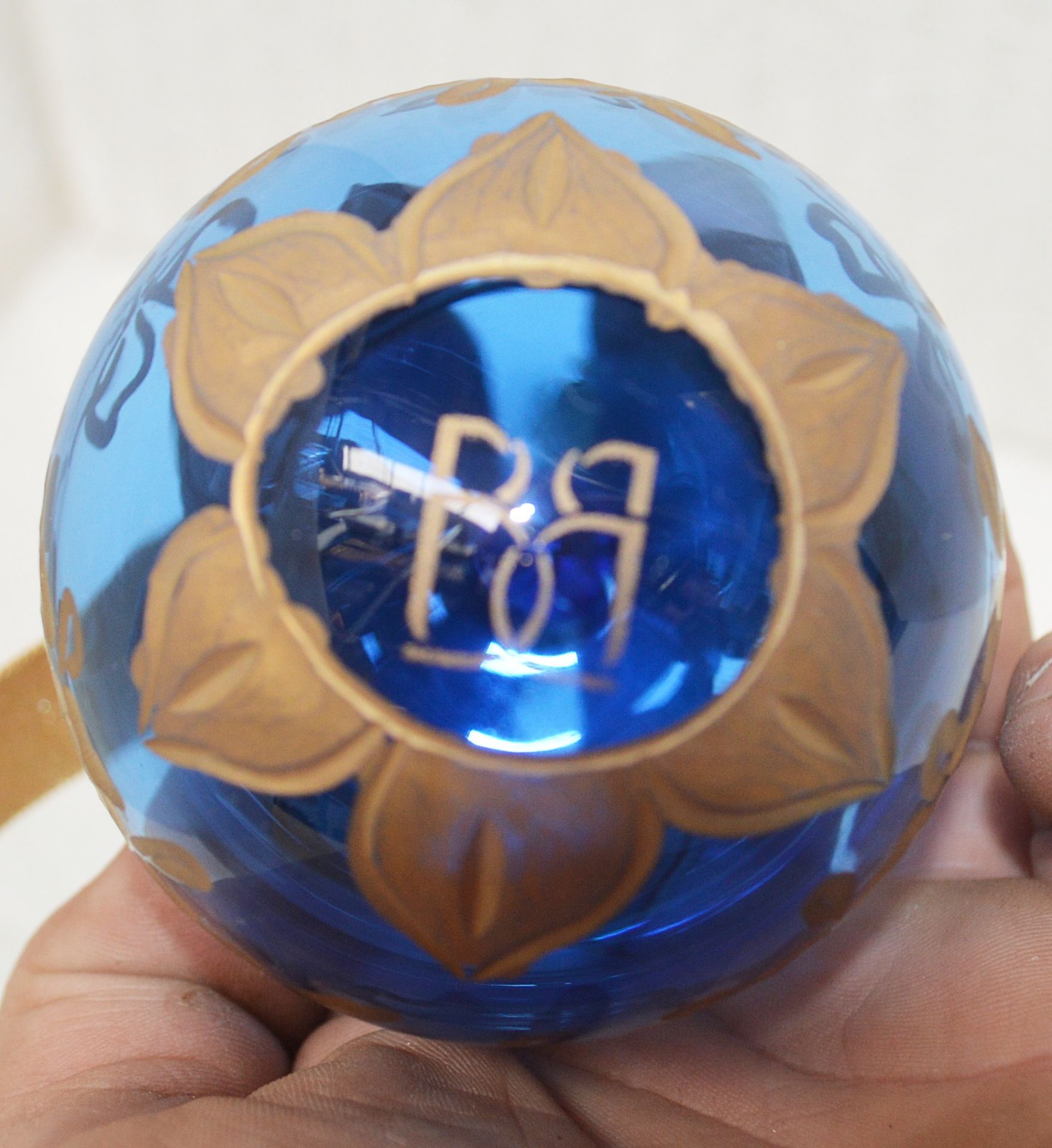 1 x BALDI 'Home Jewels' Italian Hand-crafted Artisan Glass Christmas Tree Decoration In Blue & Gold - Image 3 of 3