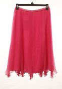 1 x Anne Belin Fuscia Skirt - Size: 12 - Material: 100% Silk - From a High End Clothing Boutique