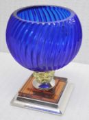 1 x BALDI 'Home Jewels' Italian Hand-crafted Artisan Coccinella Cup, In Blue, Yellow & Amber