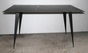 1 x Industrial-Style Table With A Sleek Metal Top And Modern Tapered Legs - Dimensions: H80 x W149 x