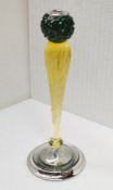 1 x BALDI 'Home Jewels' Italian Hand-crafted Artisan Candle Stick In Yellow And Dark Green
