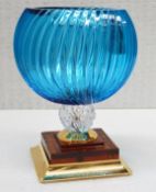 1 x BALDI 'Home Jewels' Italian Hand-crafted Artisan Coccinella Cup, In Blue, Clear & Amber Crystal,