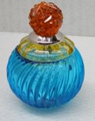 1 x BALDI 'Home Jewels' Italian Hand-crafted Artisan Small Coccinella Jar In Blue, Orange And Yellow
