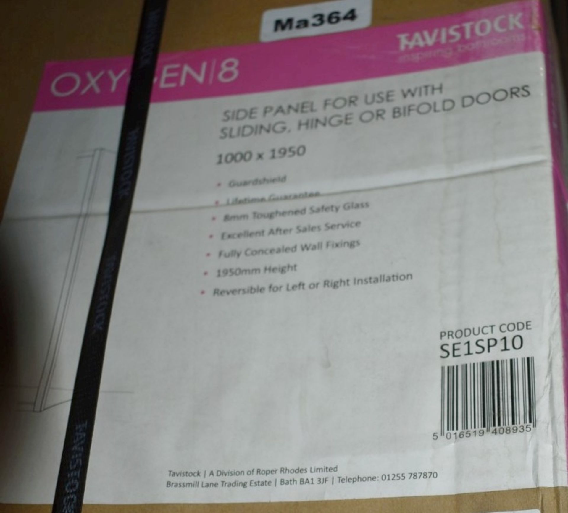 1 x Tavistock Oxygen 8 Side Panel For Use With Sliding, Hinged or Bifold Tavistock Oxygen 8 Shower