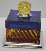1 x BALDI 'Home Jewels' Italian Hand-crafted Artisan Crystal Box In Dark Blue / Yellow - RRP £1,015
