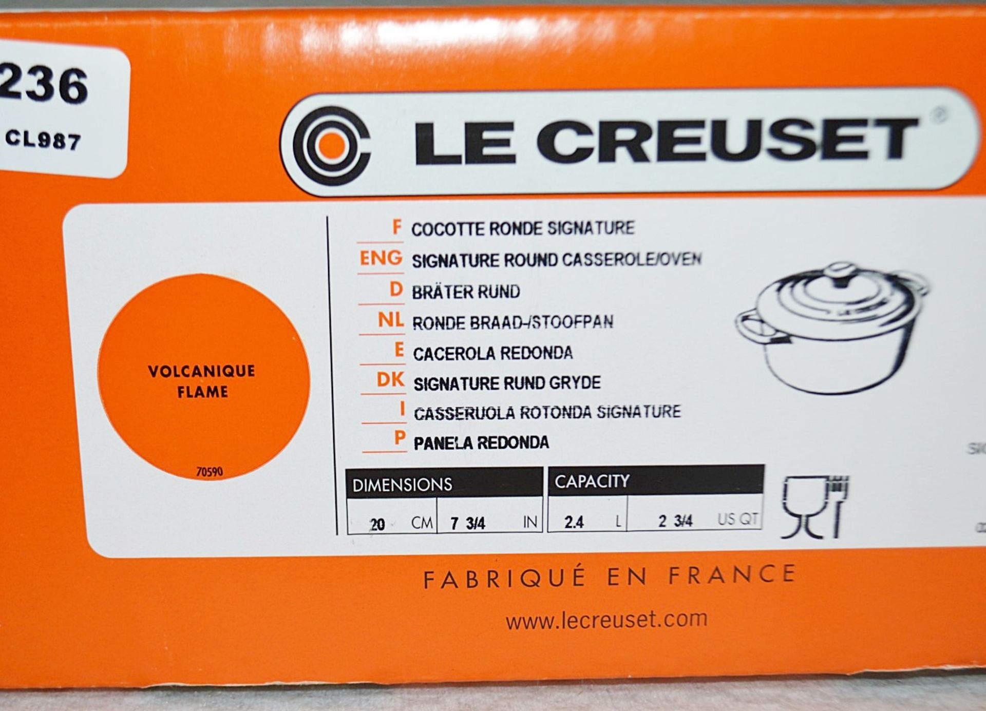 1 x LE CREUSET Signature Cast Iron Round Casserole Dish In Orange (20cm) - Original Price £200.00 - Image 4 of 7