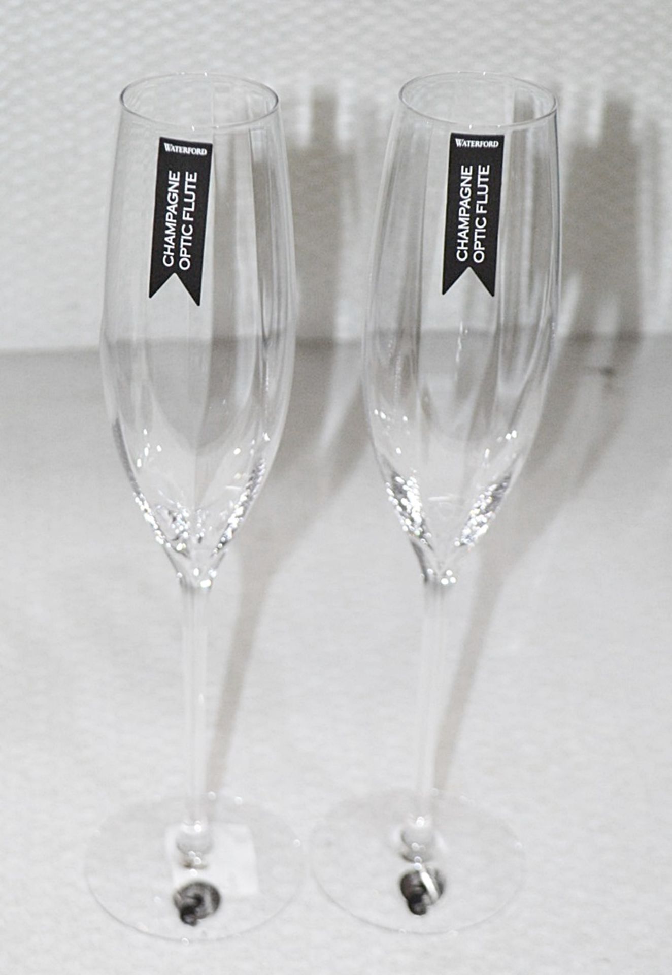 Set of 2 x WATERFORD CRYSTAL 'Elegance Optic' Champagne Flutes (300ml) - Height: 28cm - Unused Boxed - Image 2 of 8
