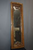 Mirror with decorative frame in wood, from a piece of furniture 19th H160x47 furniture