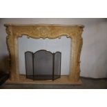 Fireplace in brown marble 20th H117x160x36