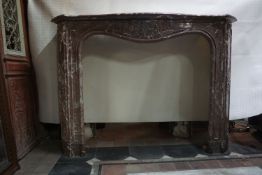 Fireplace in red marble H126x174x45