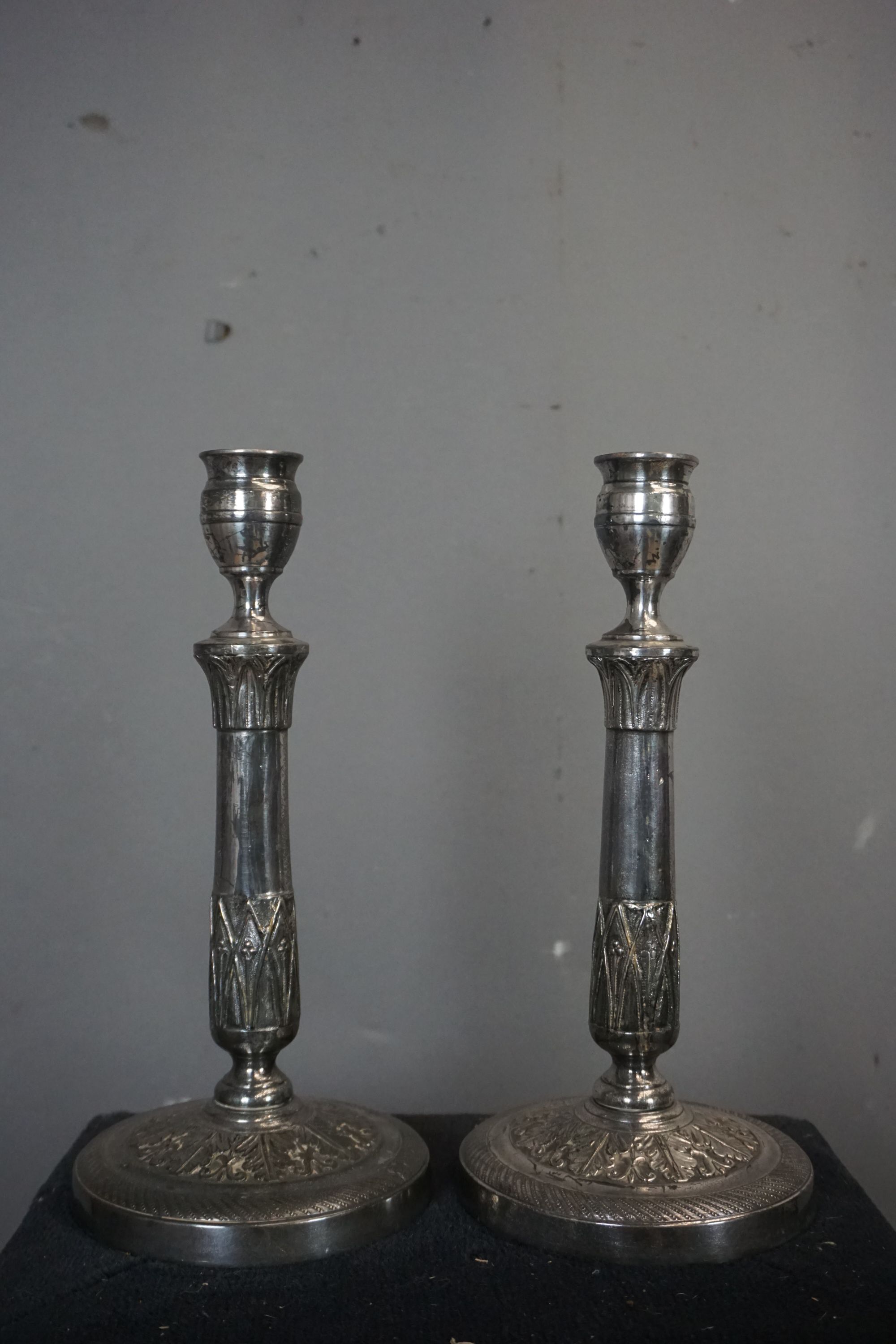 Couple of candlesticks in silver H28 19th