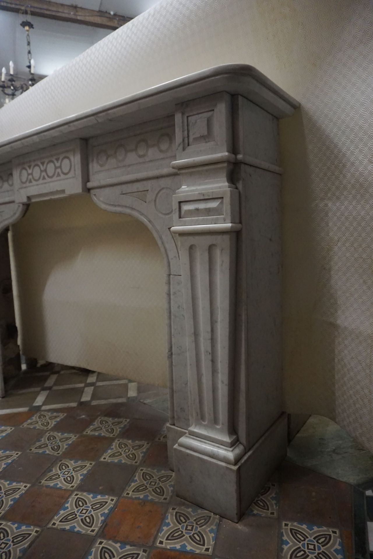 Fireplace in white marble, art deco h112x169x36 - Bild 2 aus 2