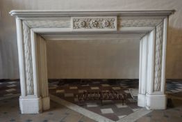 Fireplace in white carara marble 19th H110x180x45