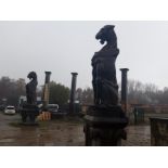 Couple of monumental hellhounds on a pedestal in bluestone H500x120x120 Disassembly and transport at