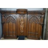 Neo-gothic, finely sculpted paneling in oak h165x23