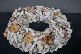 Decorative wreath drawn up from shells diameter 40cm (defects)