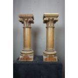 Couple of wooden pedestals in the form of a column 20th H70