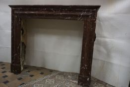 Fireplace in red marble 19th H112x137x38