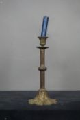 Neo-gothic candlestick in copper / bronze H27