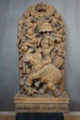 Beautiful sculpture with elephant, Indian, H150x77
