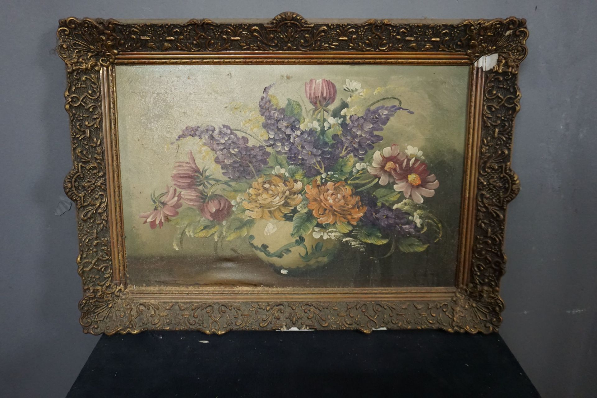 Painting, oil on canvas, flower vase H53x71