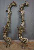 Couple of decorative elements with floral motifs in wood H150