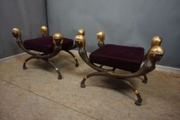 Couple of benches in metal, India 20th H54x74