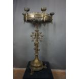 Neo-gothic candle holder in copper / bronze 19th H146