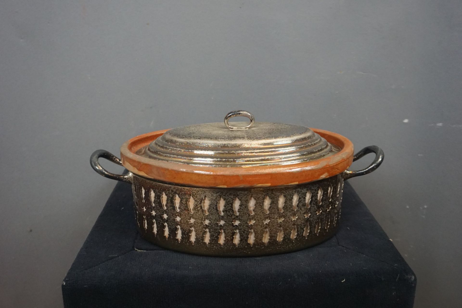 Kitchen pot in pottery and Metal, Vallaurus France H16x43x23