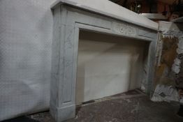Fireplace in white marble 19th H115x188x26