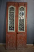 Double door in wood and wrought iron H245x108