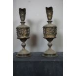 Couple of decorative vases in Zamac and marble H52