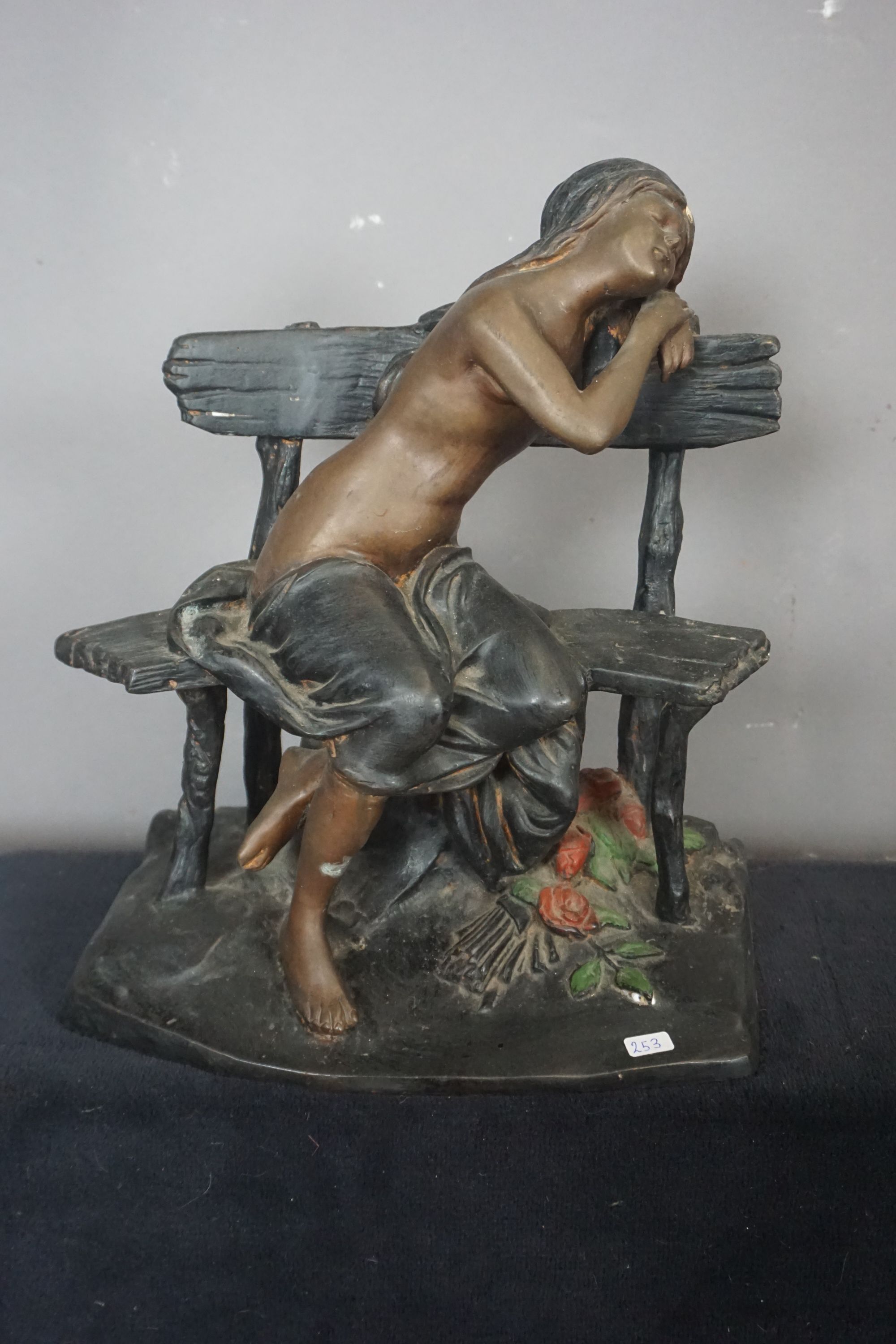 Sculpture in bronze, girl on sofa H35x30