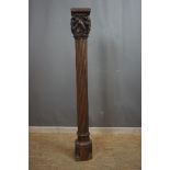 Neo-gothic twisted column in oak with insect sculptures on the capital H120
