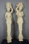 Couple of cariatides in wood 19th