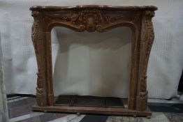 Fireplace in brown marble 20th H116x140x35