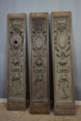 Seir of decorative panels in wood from the mass sculpted 19th H155x30