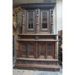 Richly sculpted NeoGotic Deux Corps in Oak 19th H235X150X65