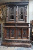 Richly sculpted NeoGotic Deux Corps in Oak 19th H235X150X65