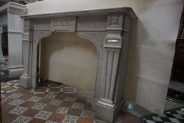 Fireplace in white marble, art deco h112x169x36