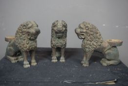 Lot of decorative lions in bronze, feet of candlestick? 19th H14x6x17